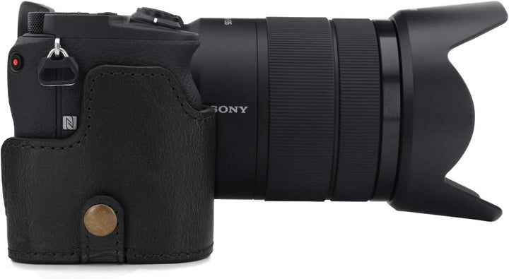 MegaGear MG1807 Ever Ready Kameratasche aus Leder, für Sony Alpha A6600, Schwarz, schwarz