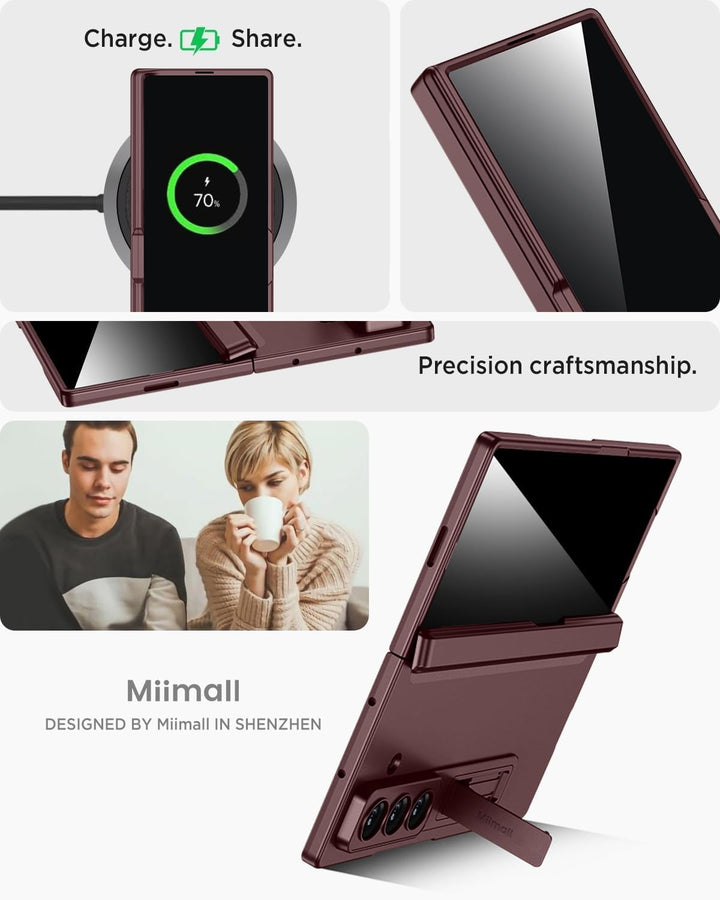 Miimall Kompatibel mit Samsung Galaxy Z Fold 7 Hülle mit Displayschutz Anti-SPY, [Magnetischer Schar