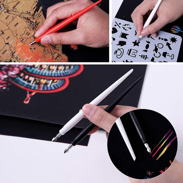 VTEAS Scratch Arts Tools 18-teilig, Kratzstift mit sauberem Pinsel, Bastelset, Kratzen, Zeichnen, Fa