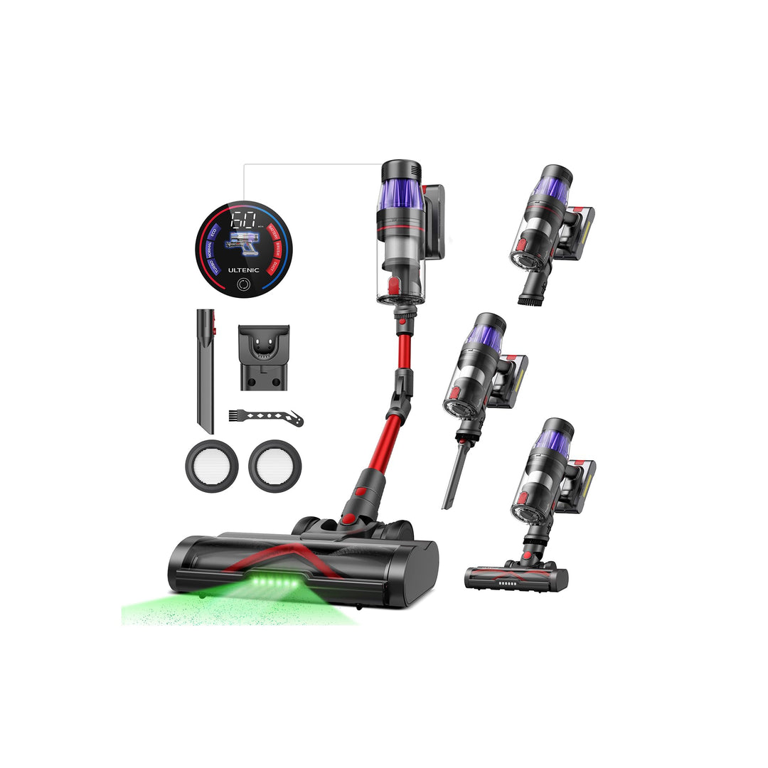 Ultenic Akku Staubsauger 50KPA/550W/60Min, 1,5L Staubsauger Kabellos, Touchscreen Display, Anti-Tang