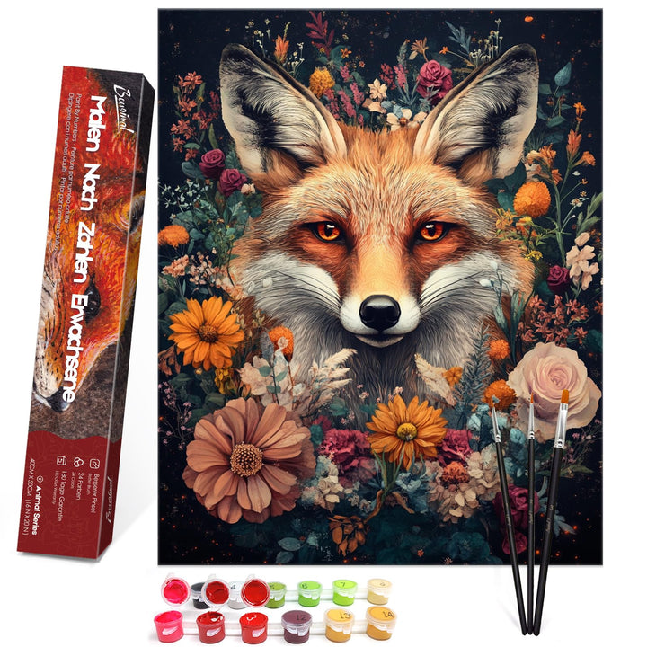 Bougimal Malen Nach Zahlen Erwachsene Tiere Ohen Rahmen inklusive Pinsel und Acrylfarben - 40 x 50 c