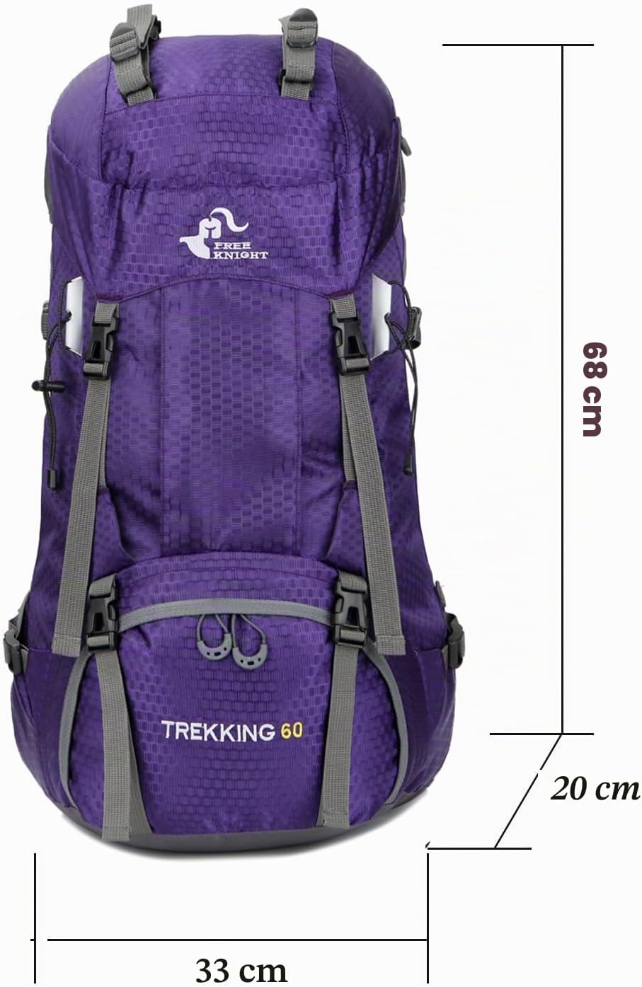 Bseash 60L Wasserdichter leichter Wanderrucksack mit Regenschutz, Outdoor Sport Tagesrucksack Multif