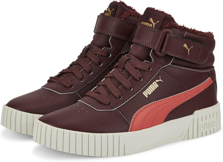 PUMA Mädchen Carina 2.0 Mid WTR Jr Sneaker 37.5 EU Aubergine Salmon Puma Team Gold, 37.5 EU Aubergin
