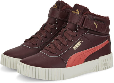 PUMA Mädchen Carina 2.0 Mid WTR Jr Sneaker 35.5 EU Aubergine Salmon Puma Team Gold, 35.5 EU Aubergin