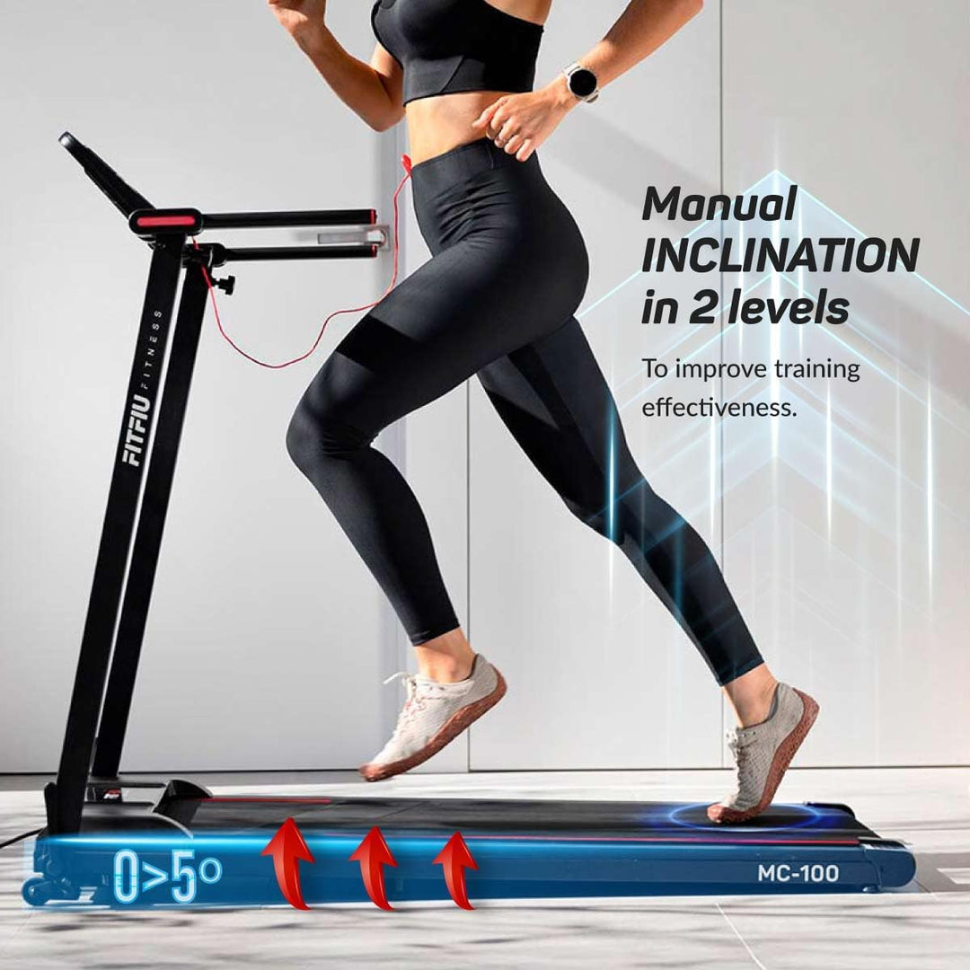 FITFIU Fitness MC-100 - Faltbares Laufband, Geschwindigkeit bis zu 10km/h, manuelle Steigung, Lauffl