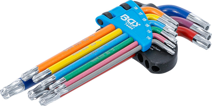 BGS 74464 | Winkelschlüssel-Satz | Multicolour | T-Profil (für Torx) mit Bohrung und Kugelkopf T10 -