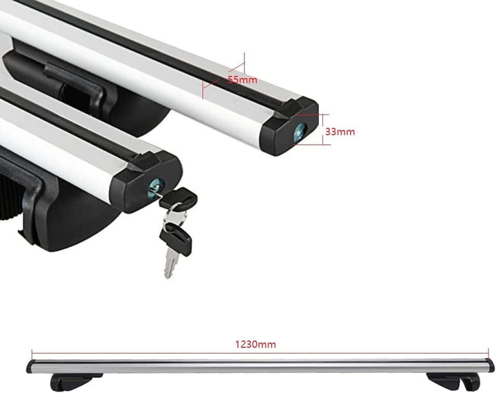 AllRight L123cm Skiträger Dachgepäckträger Gepäckträger Dachträger Universal Aluminium Roof Rack Rai
