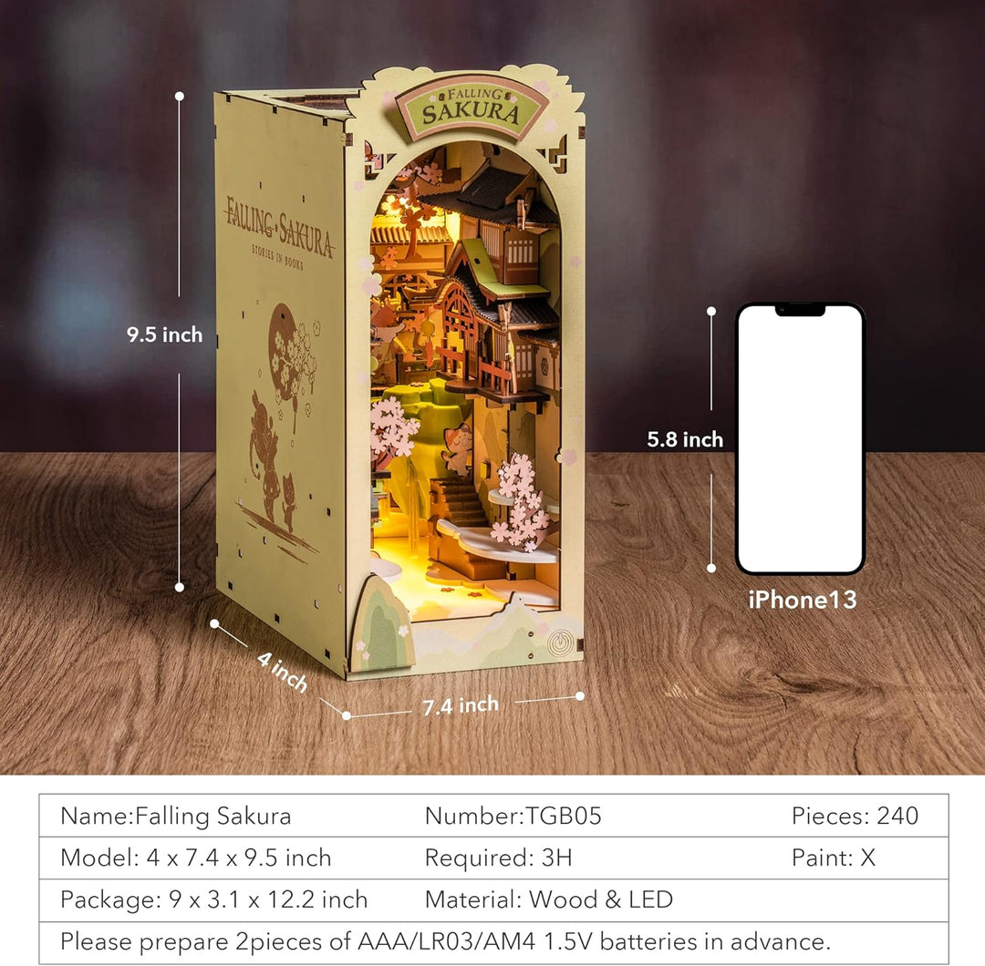 Rolife Book Nook Kit Buchstützen DIY Miniatur Haus 3D Puzzles Holz Book Nook Diorama Modelbau für Er