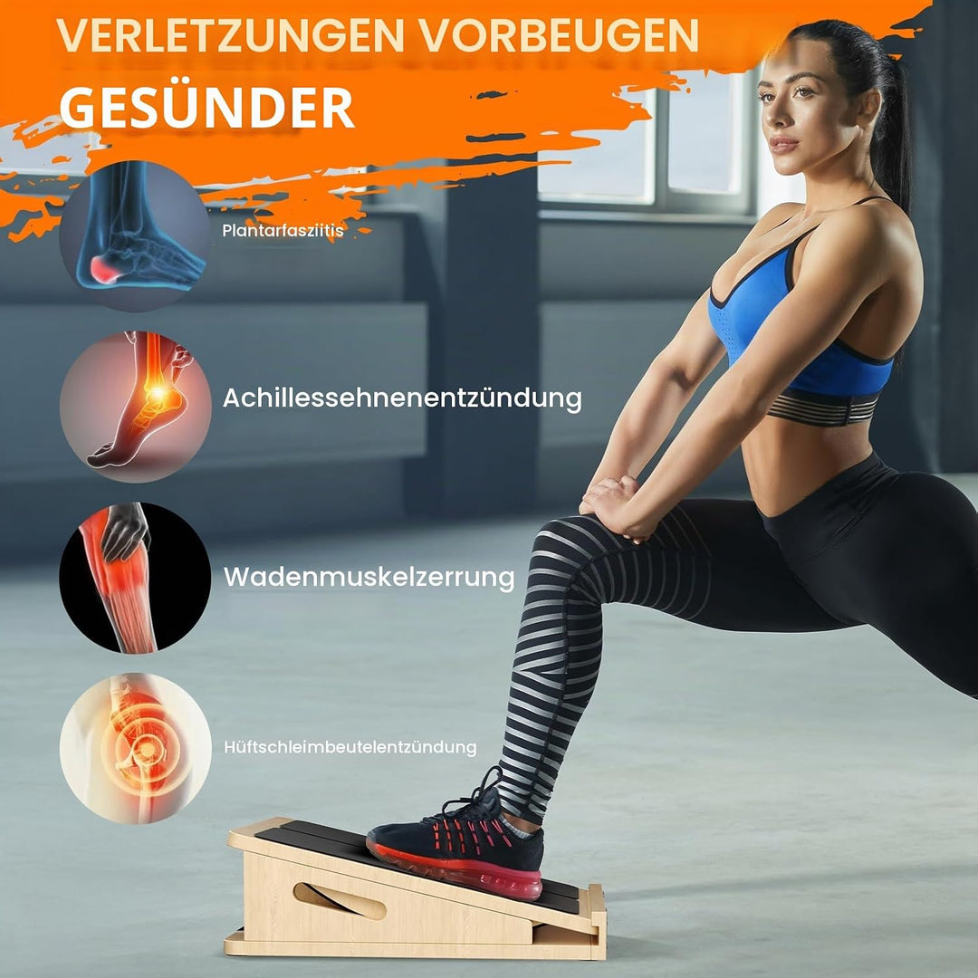 2-in-1 Schrägbrett aus Holz für Wadendehnung und Gleichgewicht, Balance-Board verstellbare Knöchel-S