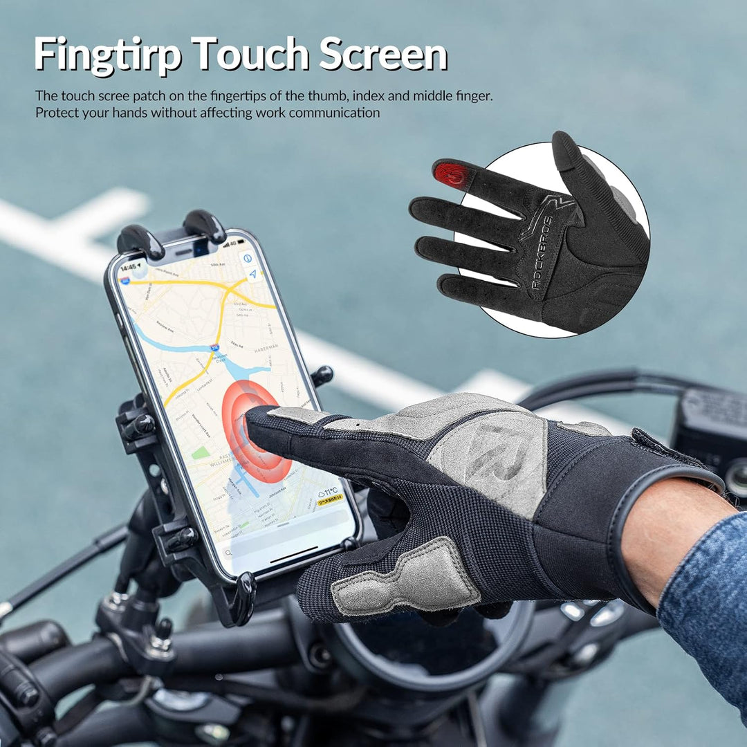 ROCKBROS Motorradhandschuhe Herren Motorrad Handschuhe Winddichte Touchscreen Radsporthandschuhe Atm