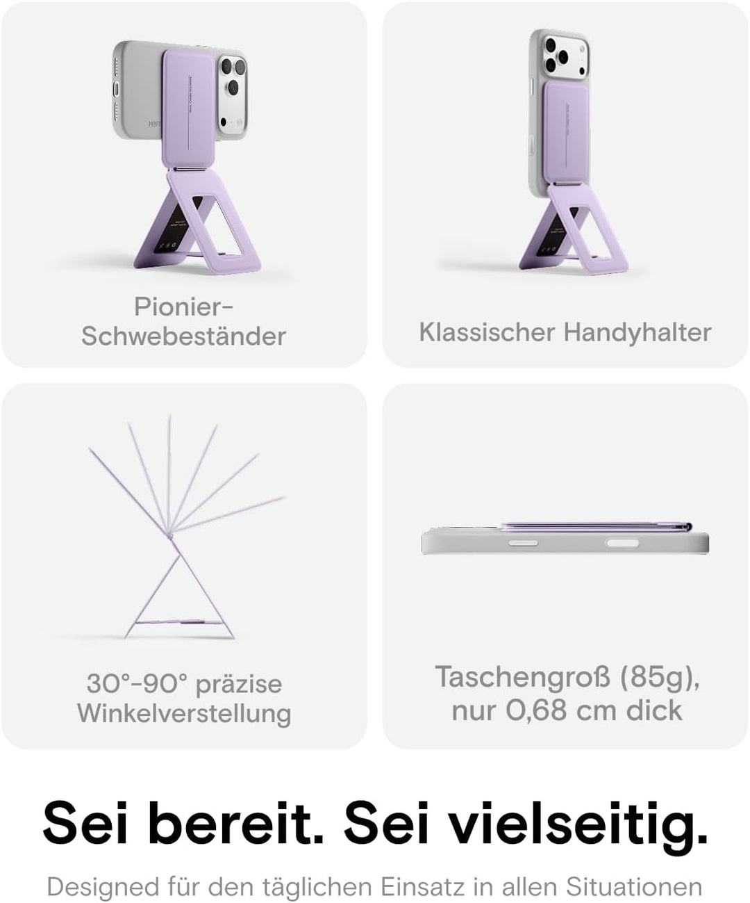 MOFT Stativ für iPhone 17/16/15/14/13/12 Serie, Snap Unsichtbarer Handy Stativ Ständer mit 3 Modi fü