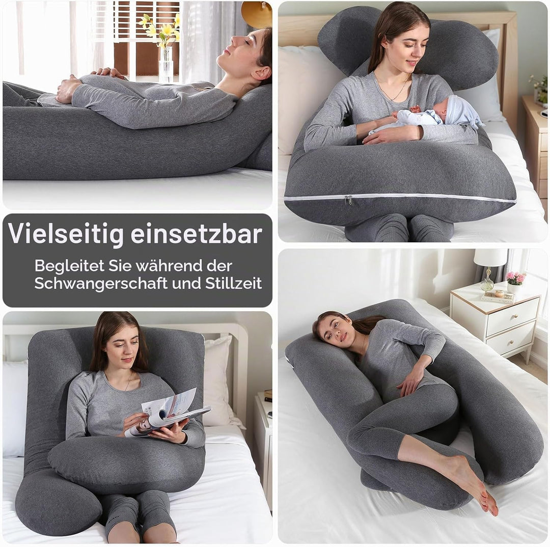 SHANNA Schwangerschaftskissen U Form Seitenschläferkissen Stillkissen Fütternkissen mit Gestrickte B
