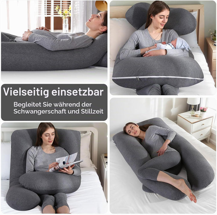 SHANNA Schwangerschaftskissen U Form Seitenschläferkissen Stillkissen Fütternkissen mit Gestrickte B