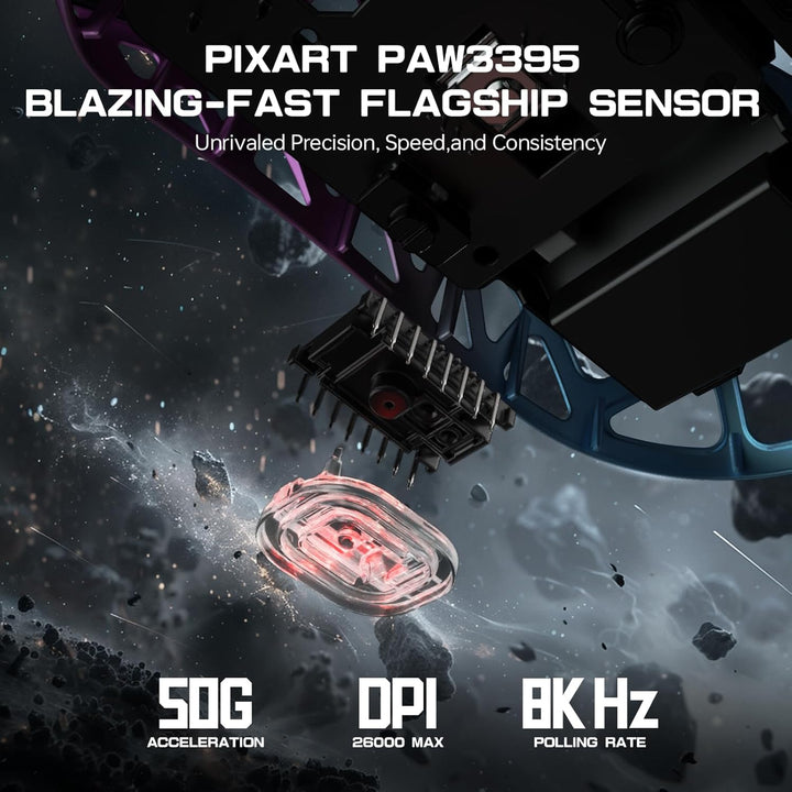 ATTACK SHARK R3PRO 46g Superlight Magnesiumlegierung Maus, 8000Hz Kabellose Abfragerate, 26000 DPI,