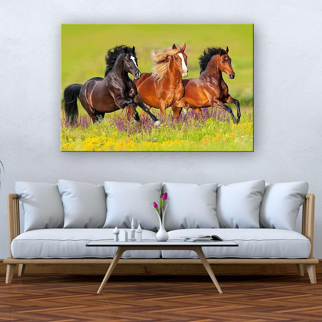 Startonight Bilder Pferderennen auf dem Feld - Leinwandbilder Moderne Kunst - Tiere Wanddeko Kunstdr