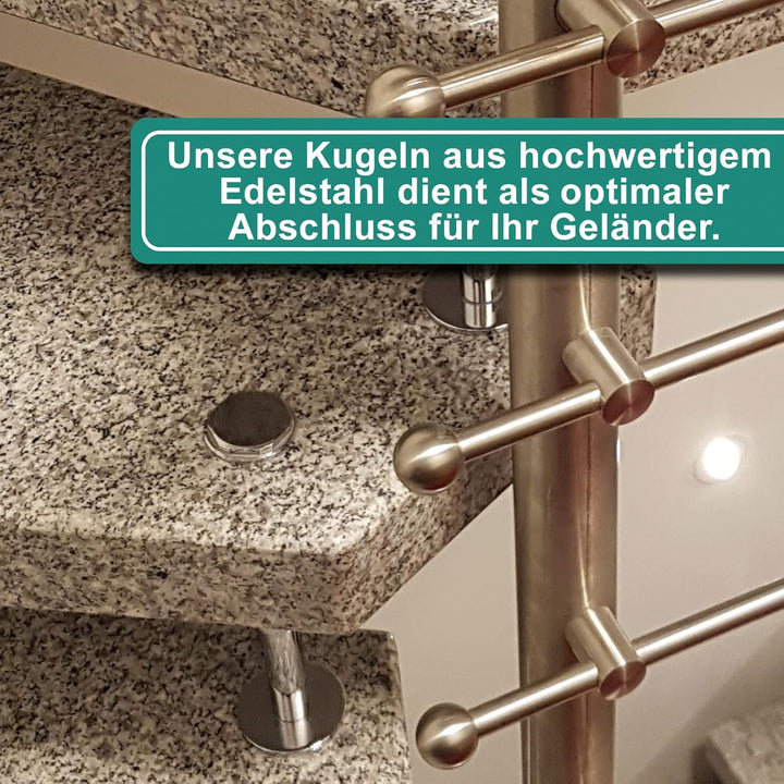 PRIOstahl Zierkugel Vollkugel mit Gewinde Edelstahlkugeln Stabkugel Endkappe - 10 x Kugel für M6 Sta