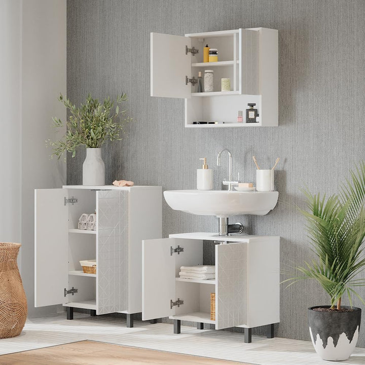 Vicco Midischrank Agasta, Weiss Hochglanz, 56.2 x 83.2 cm Weiss Hochglanz Badschrank 3 Fächer, Weiss