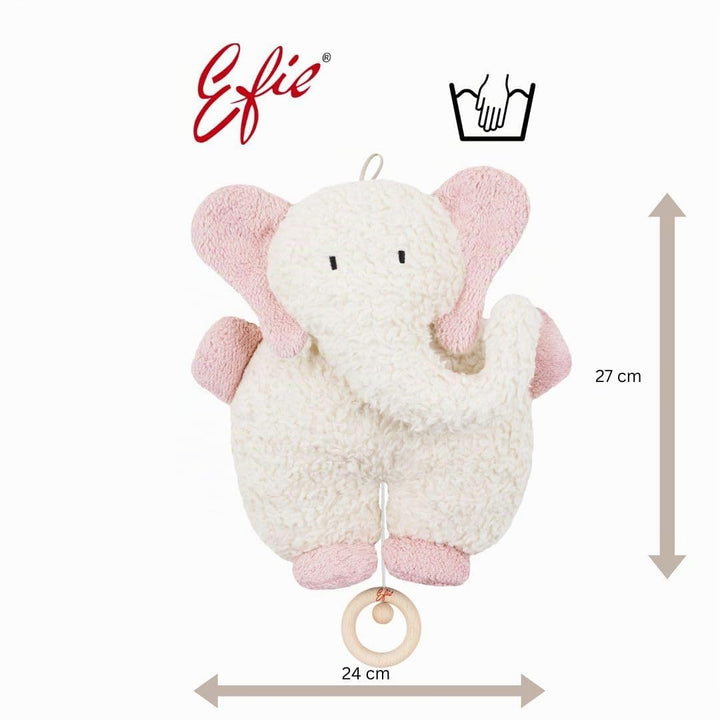 Efie Bio - Spieluhr Elefant rosa - kontrolliert biologischer Anbau (organic) - Made in Germany - GOT