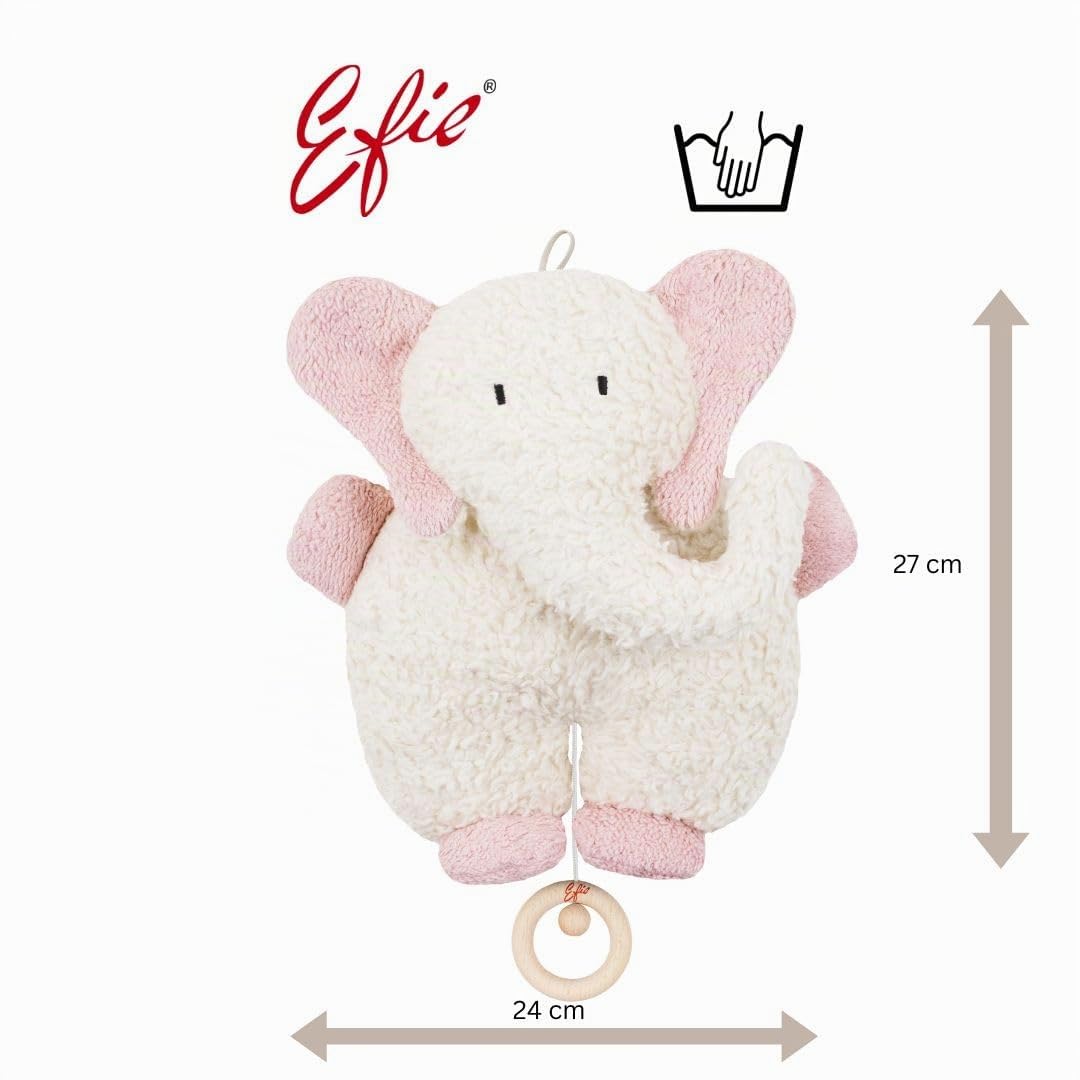 Efie Bio - Spieluhr Elefant rosa - kontrolliert biologischer Anbau (organic) - Made in Germany - GOT