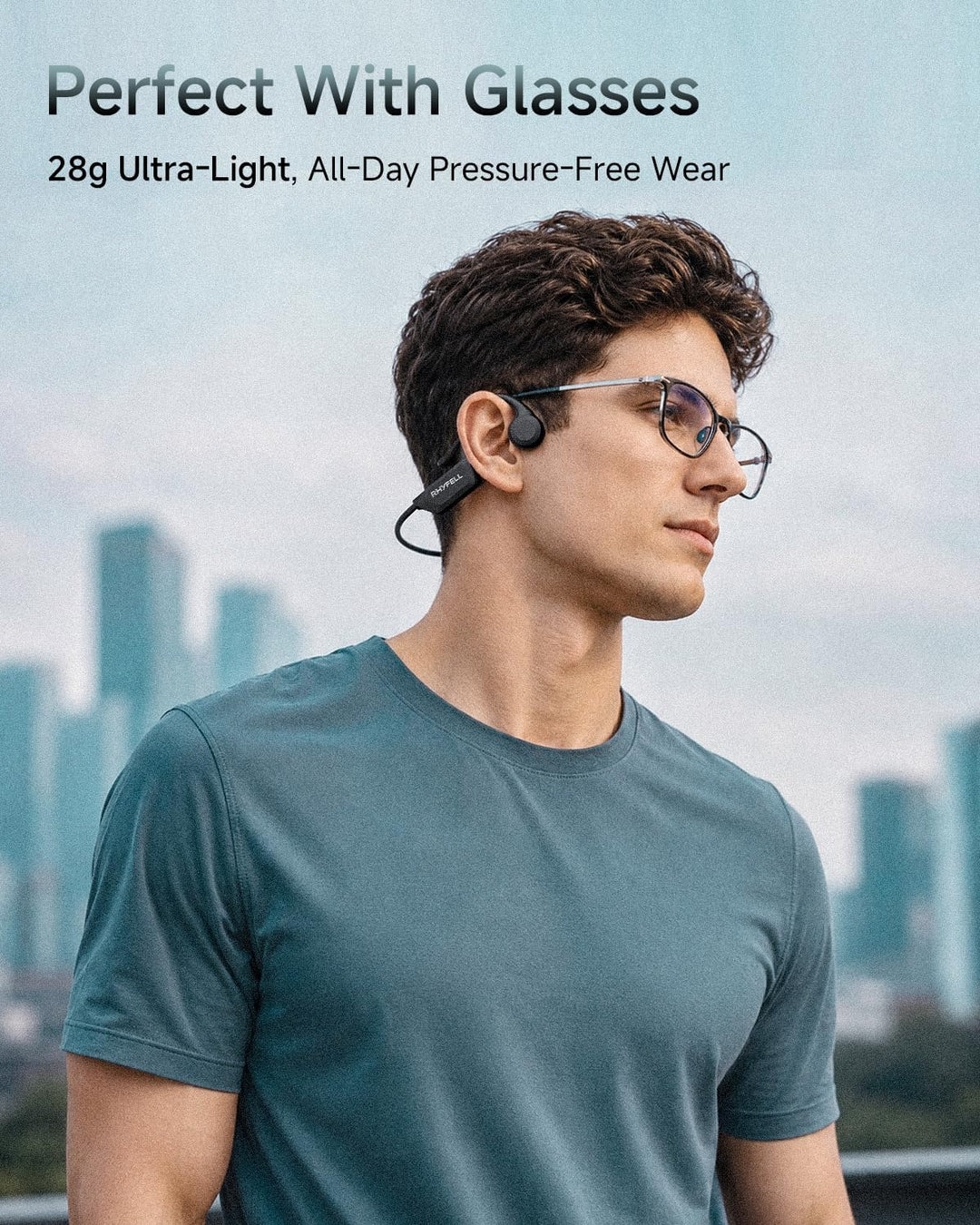 Knochenschall Kopfhörer, Open Ear Bluetooth 6.0 Sportkopfhörer, 8 Std Spielzeit, 28g Ultraleicht, US