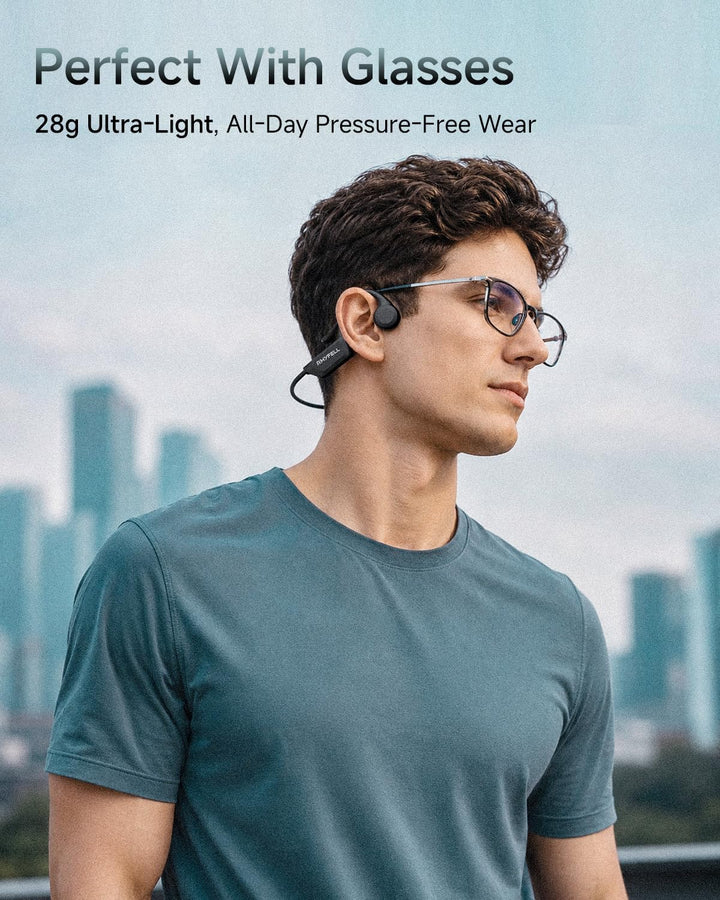 Knochenschall Kopfhörer, Open Ear Bluetooth 6.0 Sportkopfhörer, 8 Std Spielzeit, 28g Ultraleicht, US