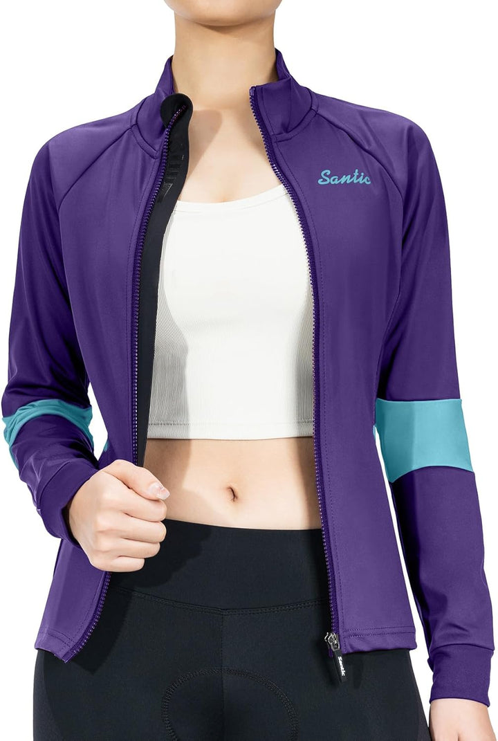 Santic Fahrradjacke Damen Winter Thermo Jacken Winddichte Laufjacke Leichte Atmungsaktiv Langarm Ref