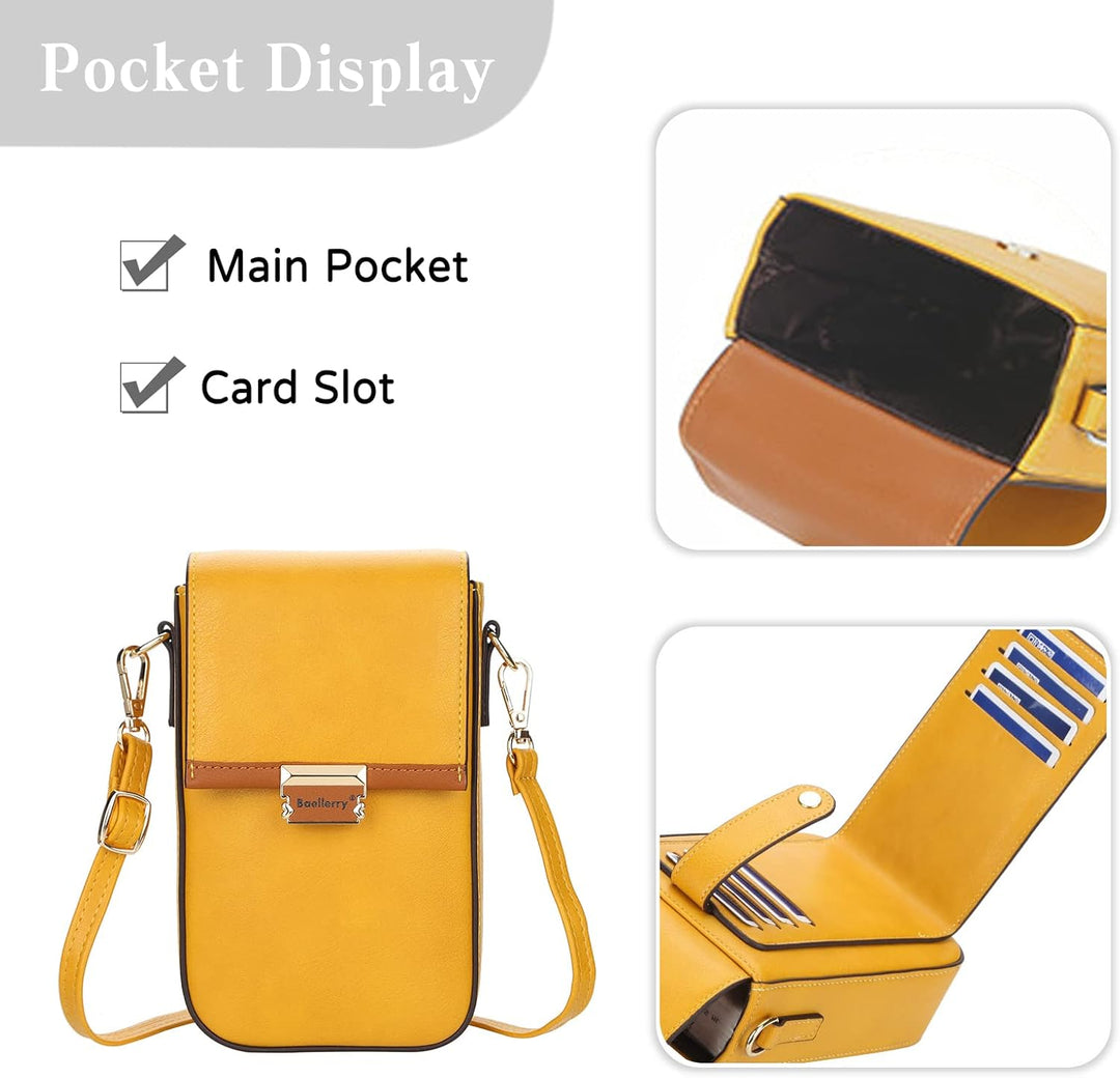 PORRASSO Handy Umhängetasche Damen Mode Handytasche Mädchen Schultertasche PU Geldbörse Crossbody Ba