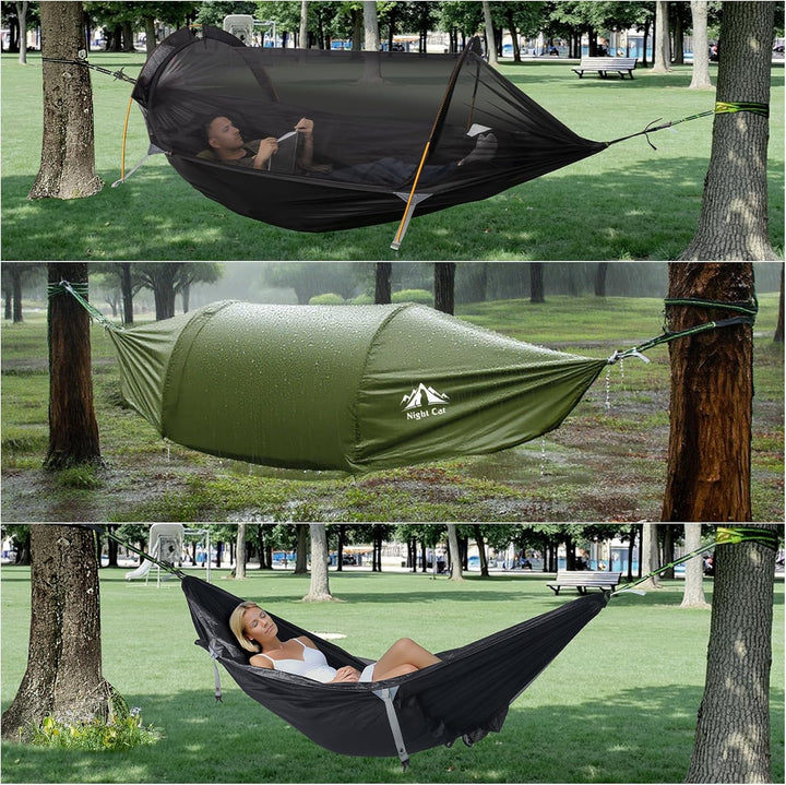 Night Cat Hängematte Zelt mit Moskitonetz wasserdichte Regenfliege Für 1 Person Wandern Camping im G
