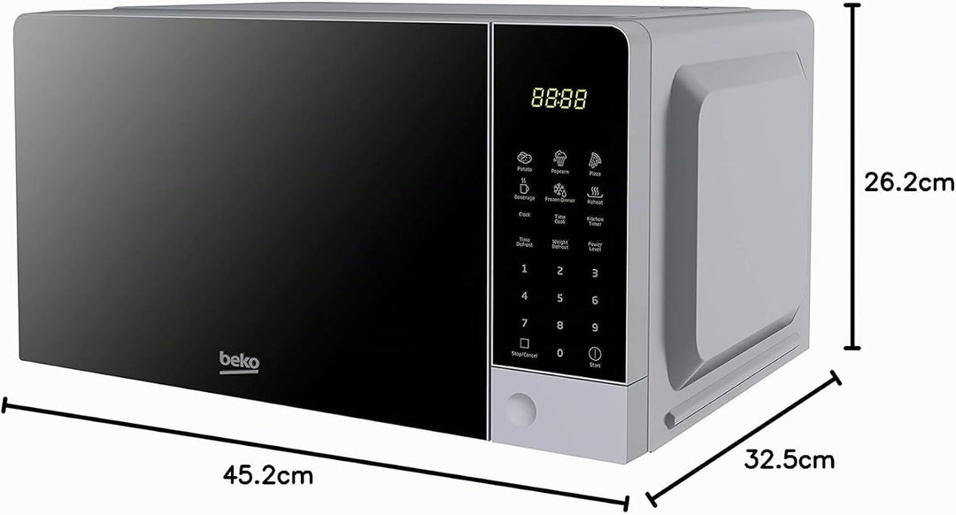 Beko MOC201103S Mikrowelle, digital, 20 l, 700 W, Silber, 45,2 x 32,5 x 23,7 cm Silber / Schwarz, Si