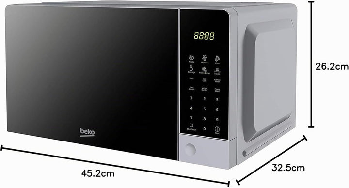 Beko MOC201103S Mikrowelle, digital, 20 l, 700 W, Silber, 45,2 x 32,5 x 23,7 cm Silber / Schwarz, Si