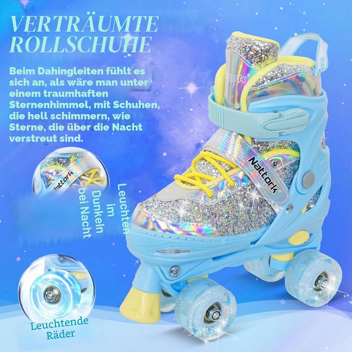Nattork Kinder Rollschuhe, Rollschuhe Verstellbar mit 4 Grössen Einstellbare, Rollschuhe für Mädchen