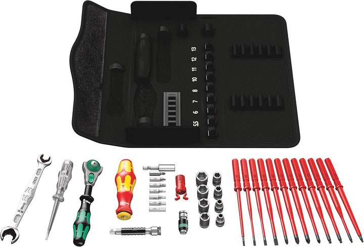 Wera 05135926001 KK W 1 Kraftform Kompakt W1 Wartung, Werkzeug-Set, 35-teilig, Schwarz, Stück & 2go