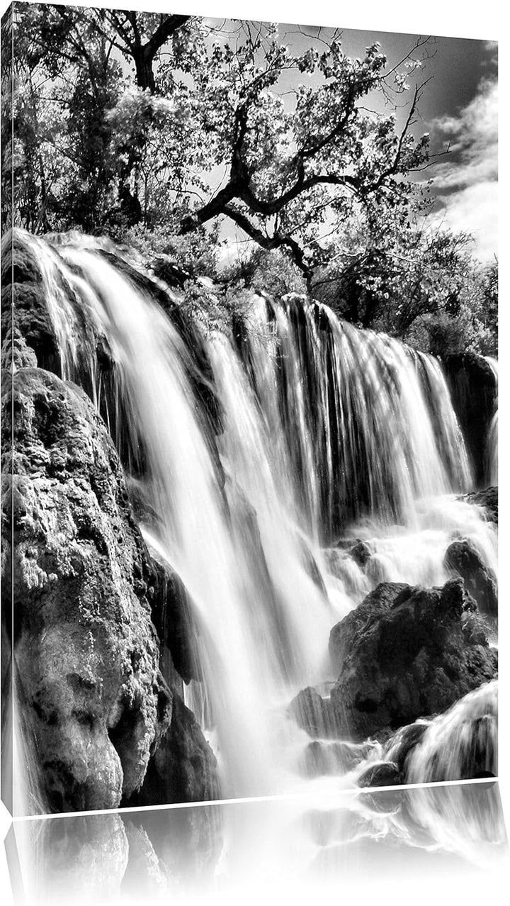Pixxprint Wasserfall im Dschungel als Leinwandbild/Grösse: 100x70 cm/Wandbild/Kunstdruck/fertig besp