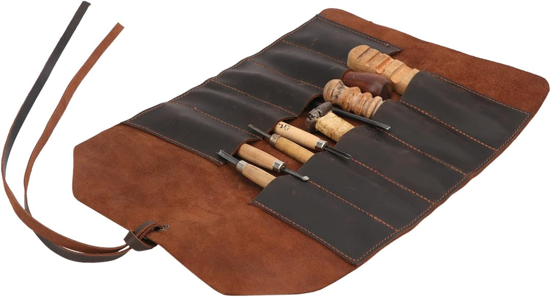 Tourbn Tourbon T-OT745LE Leder-Werkzeugtasche, 10 Taschen, für Holzbearbeitung, Schnitzerei, DIY, Ha