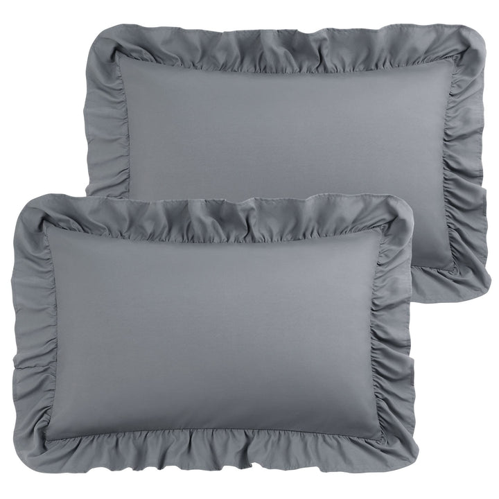 PiccoCasa Kissenbezüge, gebürstete Rüschen, weich, atmungsaktiv, mit Hotelverschluss, 10,2 cm Saum,