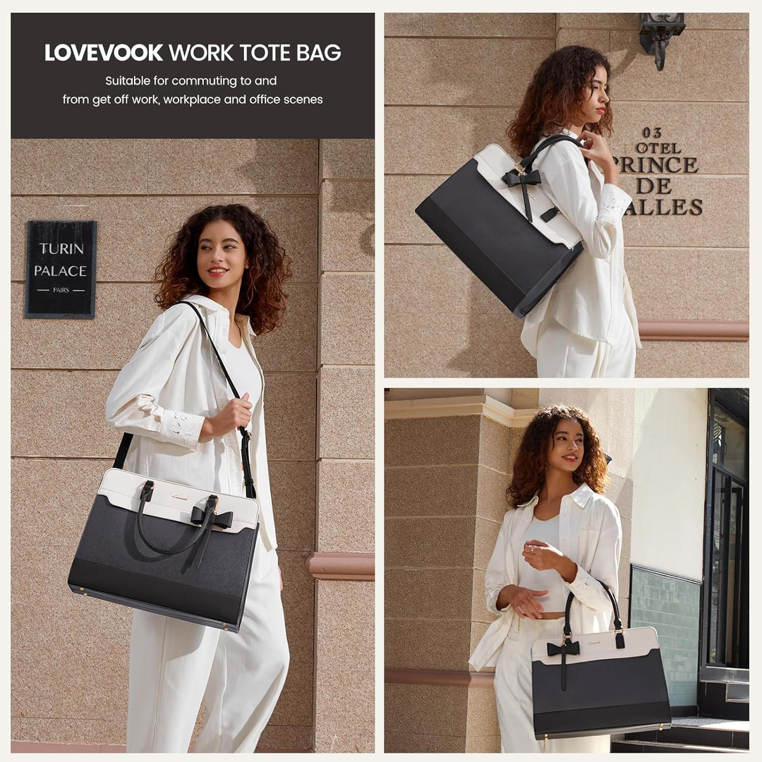 LOVEVOOK Handtasche Damen Gross, 15,6 Zoll Laptoptasche Arbeitstasche Elegant Uni Tasche Schultasche