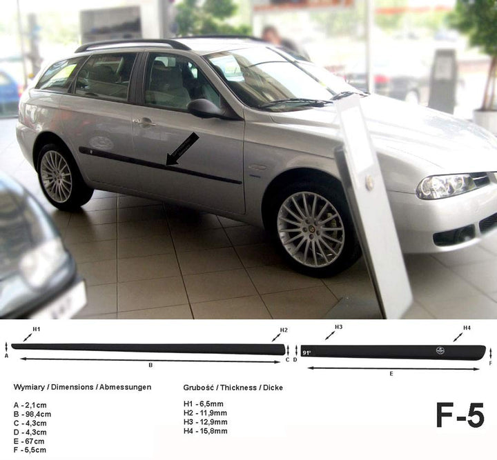 Spangenberg Seitenschutzleisten schwarz passend für Alfa Romeo 156 SW Sportwagon Kombi Baujahre 01.2