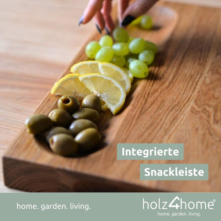 Holz4home Schneidebrett Set Alina Aus massiver Eiche in Geschenkbox mit Pflegeutensilien | Handgearb