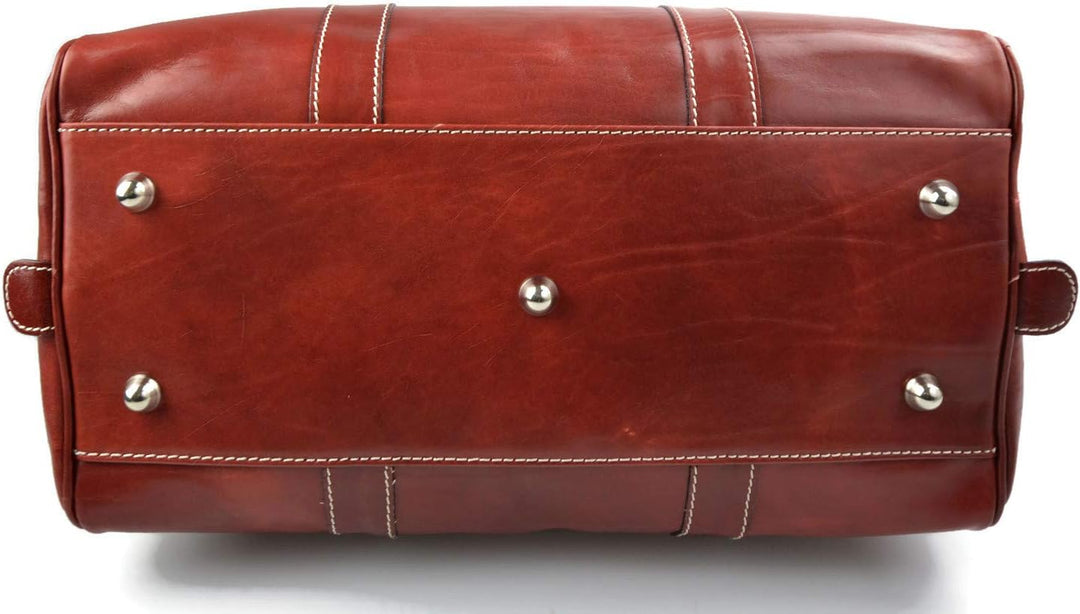 Leder reisetasche manner damen mit griffen schultertasche leder rot tasche made in Italy weekend tas