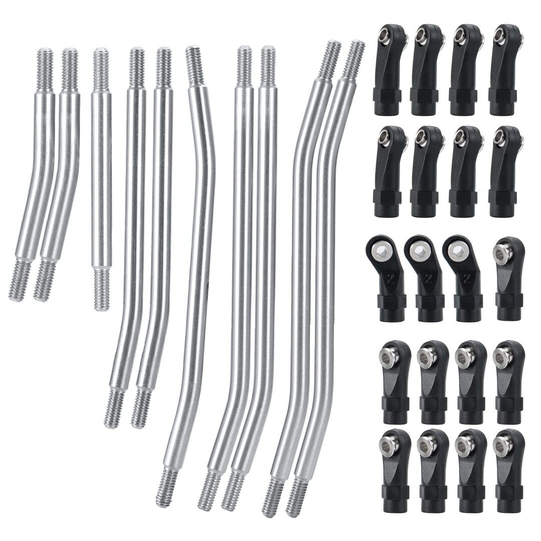 AXspeed 10Stück 324mm Radstand Link Rod Linkage Rostfreier Stahl Suspension Links Set mit Tie Rod En