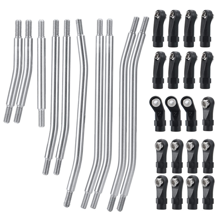 AXspeed 10Stück 324mm Radstand Link Rod Linkage Rostfreier Stahl Suspension Links Set mit Tie Rod En