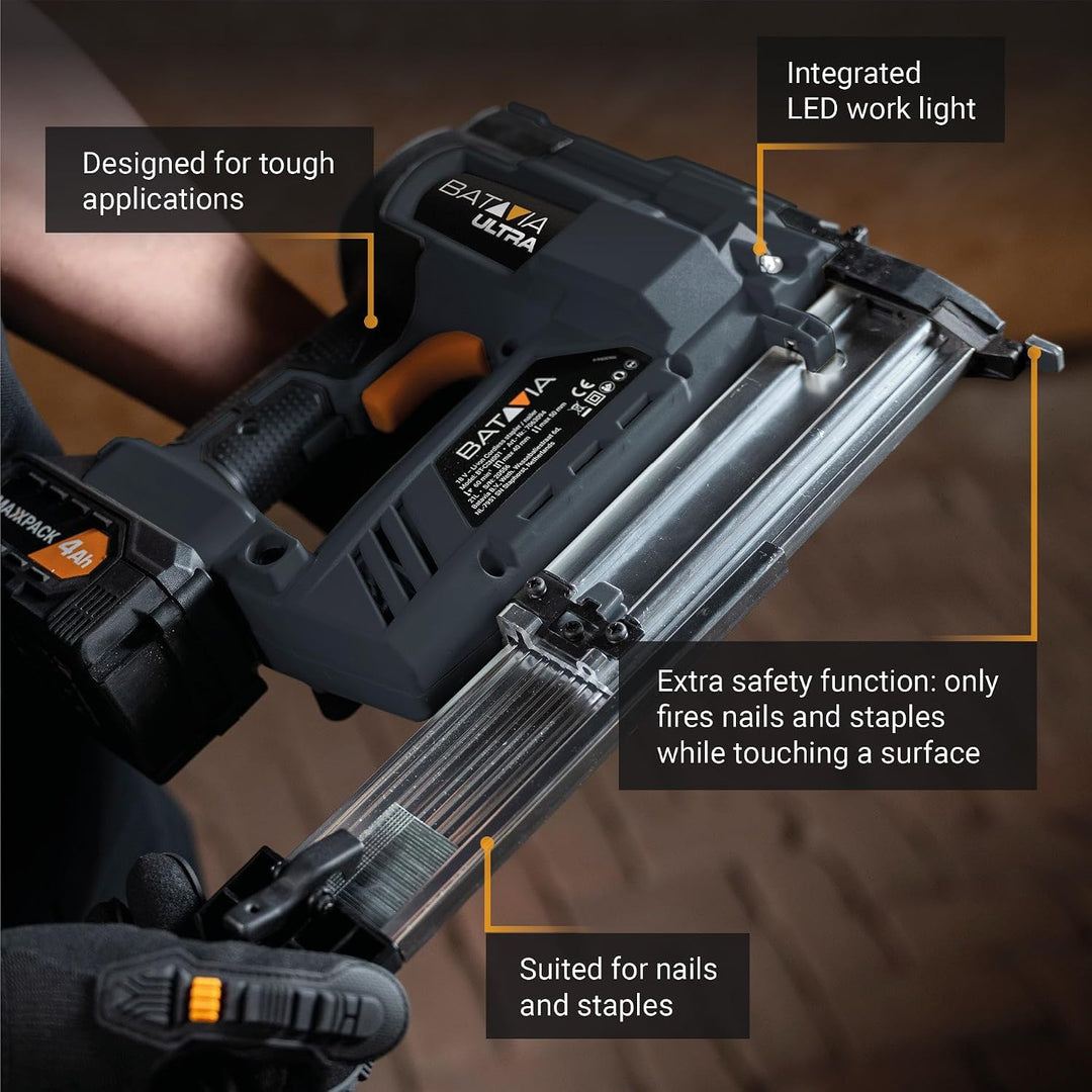 Batavia Akku-Klammer-Nagel-Tacker 18GA 18V - ohne Akku und Ladegerät