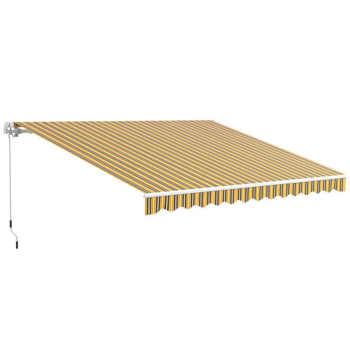 Outsunny Markise Gelenkarmmarkise Sonnenschutz mit Handkurbel 3,5 x 2,5m Gelb Grau Alu Polyester Gel