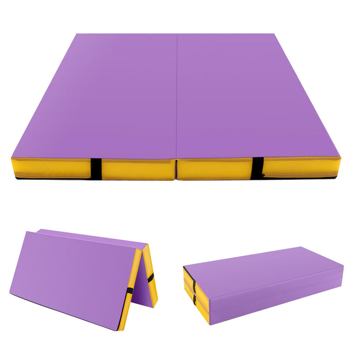GYMAX Weichbodenmatte, 122 x 122 x 10 cm Klappbare Turnmatte mit Kunstlederbezug & Tragegriffen, Gym