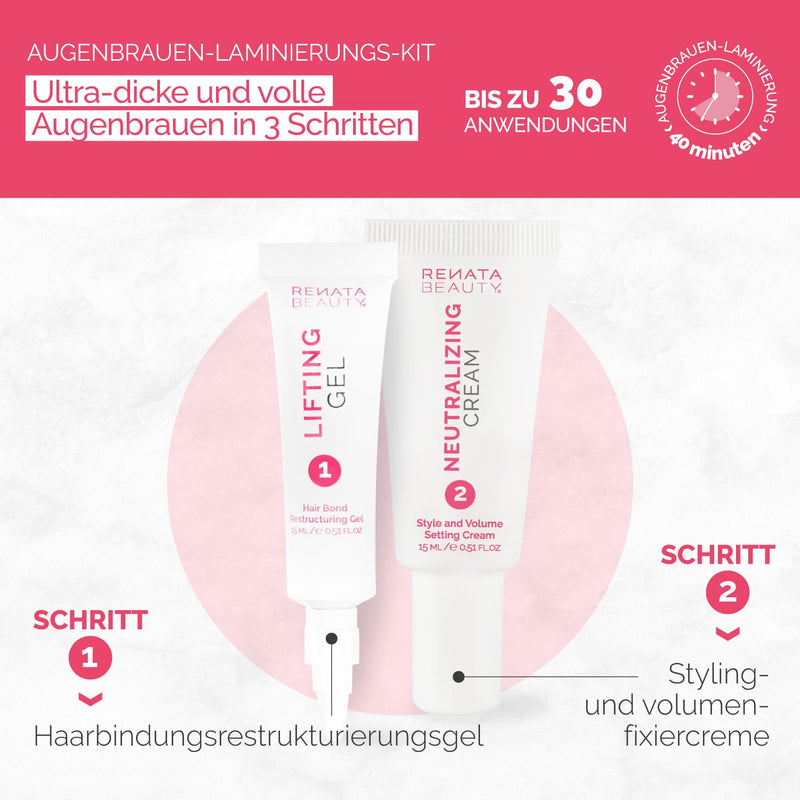 Renata Beauty Augenbrauen-Laminierungs-Kit – DIY Brow Lifting Set für dichtere und langanhaltende Br