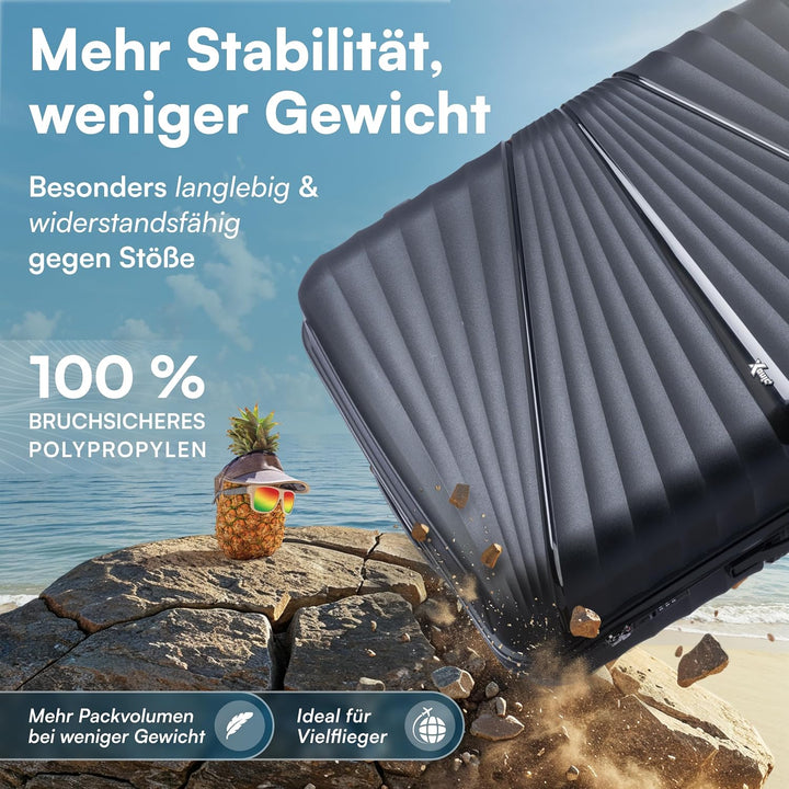 Xonic® Hartschalenkoffer M für 40L - Bruchsicherer Rollkoffer Polypropylen mit 360° Doppelrollen &amp; T