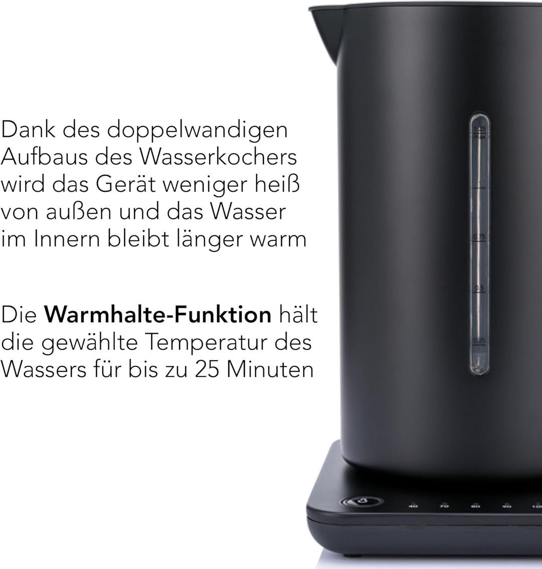 Wilfa SVART FORMAT Wasserkocher - mit einem Fassungsvermögen von 1,25 Liter, 2200 Watt, aussenliegen