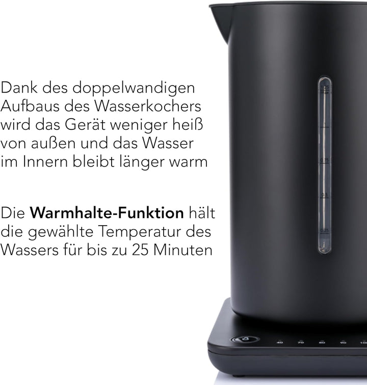 Wilfa SVART FORMAT Wasserkocher - mit einem Fassungsvermögen von 1,25 Liter, 2200 Watt, aussenliegen