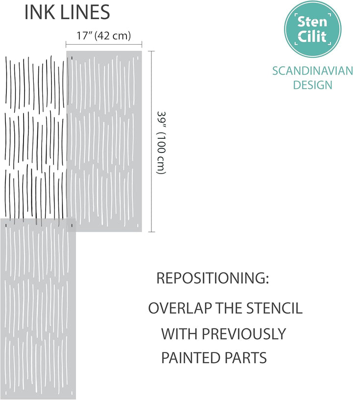 STENCILIT® Ink Lines Wandschablone – XL 61 x 100 cm | geometrische Wandschablonen zum Malen grosser