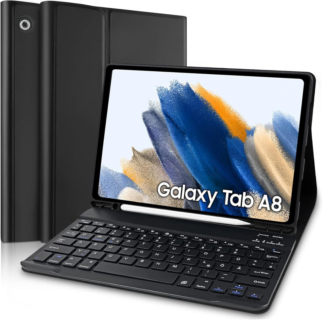 Samsung Galaxy Tab A8 Hülle mit Tastatur, QWERTZ Deutsches Layout Bluetooth Tastatur mit Stifthalter